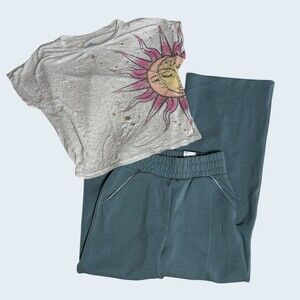 Girls Outfit Set Sun & Moon Tee S+ Jogger Pants M NWT